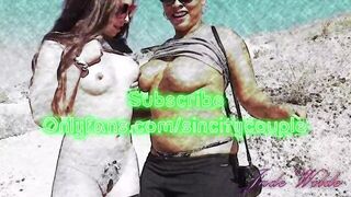 Interracial Women Flashing on Public Hiking Trail - porn video