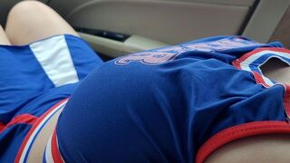Cheerleader with Big Tits lets Me Play with Her in the Car - porn video