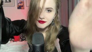 Vampire girl with red lips ASMR kiss and stroke using her magic - porn video